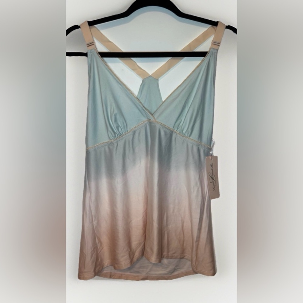 NWT Linea Donatella Ombre adjustable straps Tank Top silky soft shirt medium